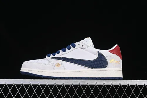 All Categories Air Jordan Jordan Series Basketball Shoes Air Jordan 1 Low High-end Customized Low-top Shoes Travis Scott x Fragment Design x Air Jordan 1 Low OG SP AJ1 Joe 1 Year of the Snake Limited Pig Eight Blue Snake Pattern Hook Low-top Cultural Casual Shoes XZ2025-168